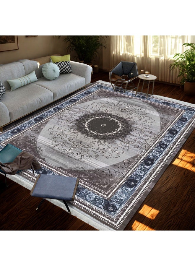 SMART HOME Large padded floor mat with a soft velvet surface and non-slip backing - Living room rug - Majlis rug - Lounge rug - Luxurious decorative rug - Elegant rug with modern patterns for living rooms and majlis - Size 350x250 cm - Suitable for everyday use and entertaining - Image 5